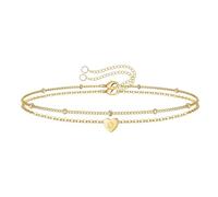 Watch Simple 1 Gold-Plated Multilayer Initial Bracelets Heart Initial Bracelets Valentine's Day Gifts Initial Bracelets for Teenage Girls and Women Watch Fabric Strap, one size, Aluminium alloy, No
