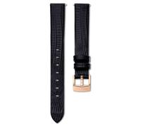 Watch strap, 13 mm (0.51") width, Leather, Black, Rose gold-tone finish