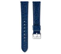 Watch strap, 16 mm (0.63") width, Leather with stitching, Blue, Stainless steel