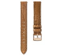 Watch strap, 17 mm (0.67") width, Leather with stitching, Brown, Rose gold-tone finish