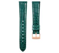 Watch strap, 17 mm (0.67") width, Leather with stitching, Green, Rose gold-tone finish