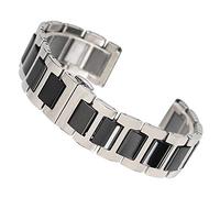 Watch Strap, 18/20mm Creative Ceramics Links Stainless Steel Watch Bands Push Button Hidden Clasp HQ Watch Strap With Spring Bars Bracelet (Black 18mm)