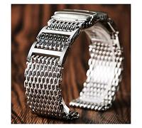 watch strap 20mm 22mm 24mm luxury shark mesh watch band strap stainless steel replacement folding clasp with safety silver+ 2 spring bar