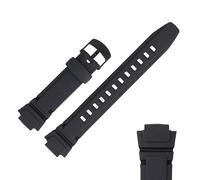 Watch Strap compatible with Casio W-213 AQ-180W 14mm CR0AQ180 10212268 | Black polyurethane resin and rubber watch band - Check the size chart to verify compatibility