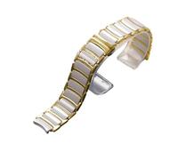 Watch Strap Compatible With Rado CENTRIX R30927722 Series Fine Steel Ceramic Butterfly Buckle Women Men Watchband(Gold white,16-12mm)