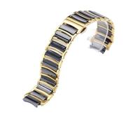 Watch Strap Compatible With Rado CENTRIX R30927722 Series Fine Steel Ceramic Butterfly Buckle Women Men Watchband(Gold black,20-16mm)