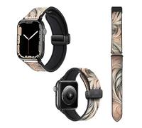 Watch Strap for Apple Iwatch 22 mm (38/40/41/42/44/45 mm) in Silicone and Genuine Leather: Arabesque