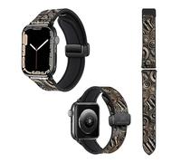 Watch Strap for Apple Iwatch 22 mm (38/40/41/42/44/45 mm) in Silicone and Genuine Leather: Mechanical