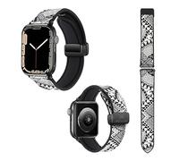 Watch Strap for Apple Iwatch 22 mm (38/40/41/42/44/45 mm) in Silicone and Genuine Leather: Polynesian