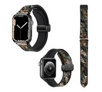 Watch Strap for Apple Iwatch 22 mm (38/40/41/42/44/45 mm) in Silicone and Genuine Leather: Wood Bark