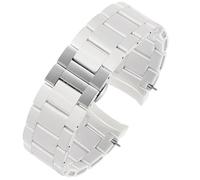 Watch Strap, for Armani Ar5905/5920/5921/5906 Men's Women's Rubber Silicone Bag Stainless Steel Watch Band Accessories 23mm 20mm (Color : White-silver, Size : 20mm)
