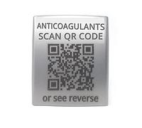 Watch Strap ID Tag. Medical Condition Alert Tag. Personalised Engraved Emergency Identity Tag. Quick Response Code Works with Any Phone (22mm, Anticoagulants)