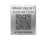 Watch Strap ID Tag. Medical Condition Alert Tag. Personalised Engraved Emergency Identity Tag. Quick Response Code Works with Any Phone (22mm, Brain Injury)