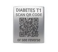 Watch Strap ID Tag. Medical Condition Alert Tag. Personalised Engraved Emergency Identity Tag. Quick Response Code Works with Any Phone (20mm, Diabetes T1)