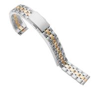 Watch Strap Made of Stainless Steel Easy to Adjust Length Unisex Replacement Wristband(Silver-Rose Gold,19mm)