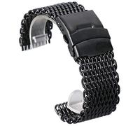 Watch Strap Men Women Black Stainless Steel Iron Mesh Watch Band 18mm 20mm 22mm 24mm Watchband Replacement Wristband Watchband (Band Color : 24mm)