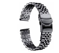 Watch Strap Metal Stainless Steel 12Mm 14Mm 16Mm 18Mm 20Mm 22Mm Quick Release Curved End Strap Men's Women's Butterfly Buckle Solid Bracelet with Accessories/22Mm/Black