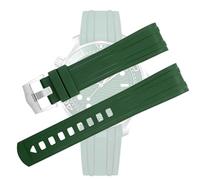 Watch Strap Replacement for New Omega Seamaster 300M Curved FKM Rubber 20mm, silver, One Size