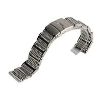 Watch Strap Silver/Black 20/22/24Mm Mesh Stainless Steel Strap Folding Clasp Men's Watch Replacement Bracelet /24Mm/Black