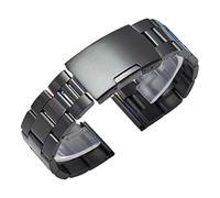 Watch Strap, Silver Black Metal Watch Band Bracelet 18mm 20mm 22mm 24mm Men Strap 316L Solid Stainless Steel Straight End Watchbands Bracelet (Band Color : Black, Band Width : 24mm) (18mm Black)