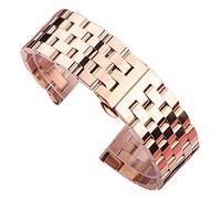Watch Strap, Solid stainless steel strap bracelet men's and women's strap metal strap unfolding clasp Bracelet (Band Color : RoseGold, Band Width : 24mm) (20mm Silver)