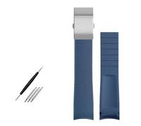 Watch Strap Suitable Compatible With Longines Concas Original Rubber Silicone Diving L3.742/644 Sports Men's Bracelet 21mm(Blue Silver Buckle)