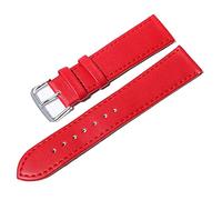 Watch Straps 10 Colors Strap Watch Leather Watches Band 12mm 14mm 16mm 18mm 20mm 22mm 24mm for Women Men Watchbands Solid Color Watch Belts Replacement Strap (Color : Red)