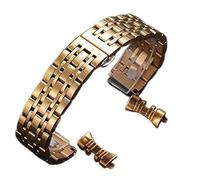 Watch Straps 12-24mm Watch Band Strap Stainless Steel 7 Beads Butterfly Clasp Watchband Watch Bracelet for Men Mechanical Watches Quartz Replacement Strap (Color : Golden)