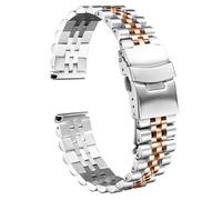 watch straps 18mm 19mm 20mm 21mm 22mm 23mm 24mm 26mm 28mm 30mm Strap Solid Stainless Steel Wristband Safety Folding Buckle Accessories (23mm,Silver rose gold)