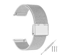 Watch Straps 18mm 20mm 22mm 24mm Width Quick Release Full Stainless Steel Watchband Wristwatch Universal Flat Head Strap Accessories (18mm,Silver goukou)