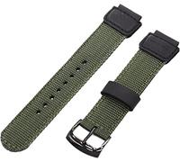 Watch Straps 18mm Nylon Canvas Watch Strap Fit For Casio SGW-300/400/500H W-735H W-S200H AE-1200/1000W AEQ-110W AQ-S810 Replacement Band Bracelet (Band Color : Black 03) (Army green 02)
