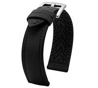 Watch Straps 20mm 22mm 24mm Nylon Silicone Bottom Watch Strap Men Waterproof Breathable Rubber Wrist Band Bracelet Accessories Replacement Strap (Color : A-Black Black)
