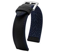 Watch Straps 20mm 22mm 24mm Nylon Silicone Bottom Watch Strap Men Waterproof Breathable Rubber Wrist Band Bracelet Accessories Replacement Strap (Color : A-Black Blue)