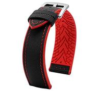 Watch Straps 20mm 22mm 24mm Nylon Silicone Bottom Watch Strap Men Waterproof Breathable Rubber Wrist Band Bracelet Accessories Replacement Strap (Color : A-Black red)