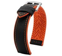 Watch Straps 20mm 22mm 24mm Nylon Silicone Bottom Watch Strap Men Waterproof Breathable Rubber Wrist Band Bracelet Accessories Replacement Strap (Color : A-Black Orange)