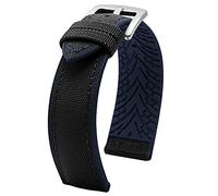 Watch Straps 20mm 22mm 24mm Nylon Silicone Bottom Watch Strap Men Waterproof Breathable Rubber Wrist Band Bracelet Accessories Replacement Strap (Color : A-Black Blue)