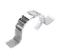 watch straps, 20mm 22mm 24mm silver replacement folding closure with safety shark mesh men watch band strap stainless steel band + 2 spring bar, watch band replacement