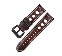 Watch Straps Leather Watch Strap Vintage Brown Black 20mm 22mm 24mm Watch Belt for Man Three Holes Breathable Soft Watch Band Leather Replacement Strap (Color : Dark Brown-Black)