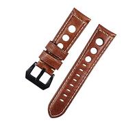 Watch Straps Leather Watch Strap Vintage Brown Black 20mm 22mm 24mm Watch Belt for Man Three Holes Breathable Soft Watch Band Leather Replacement Strap (Color : Brown-Black)