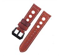 Watch Straps Leather Watch Strap Vintage Brown Black 20mm 22mm 24mm Watch Belt for Man Three Holes Breathable Soft Watch Band Leather Replacement Strap (Color : Brick Red-Black)