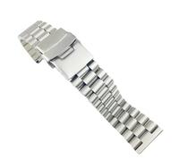 watch straps Matte Brushed Watchband 18mm 20mm 22mm 24mm 26mm Stainless Steel Double Insurance Folding Buckle Wristband Strap (Color : Silver, Size 24mm)