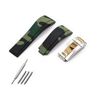 Watch Straps Men's Rubber Strap Watch Accessories Buckle Water Ghost Silicone Strap 20mm Waterproof Bracelet Watch Band Replacement Strap (Color : Green2)