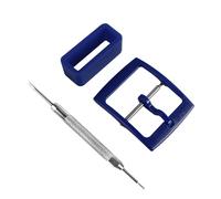 Watch Straps Replacement Plastic Buckle and Silicone Loops for Swatch- Choice of Colors & Widths (17mm, Azure)
