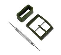 Watch Straps Replacement Plastic Buckle and Silicone Loops for Swatch- Choice of Colors & Widths (19mm, Blackish Green)