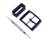 Watch Straps Replacement Plastic Buckle and Silicone Loops for Swatch- Choice of Colors & Widths (20mm, Navy Blue)
