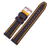 Watch Straps Soft Rubber Watchband Women Men Color Matching Waterproof Watch Strap Bracelet 20 22 24 26mm Clock Wrist Band Watch Accessories Replacement Strap (Color : Orange)