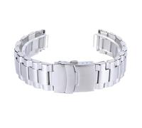 watch straps Universal Three-bead Stainless Steel Strap Flat End Quick Release 20mm 22mm Replacement Metal Wristband (Silver,22mm)