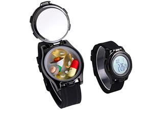 Watch-Style Pill Box with Alarm Clock , Waterproof and Moisture-Proof ,Watch Design Business, Internal Space Can Put 4-6 Backup Medicine for Emergency Treatment of Acute Illness Attack,2022 New