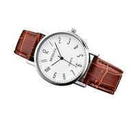 Watch That Talks The Time Creative Roman Strap Men's Calendar Dial Classic Belt Watch Scale (Brown, One Size)