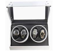 Watch Winder 4 Watches Rectangular Watch Wrap Box Tempered Glass Carbon Pattern Space for little surprise